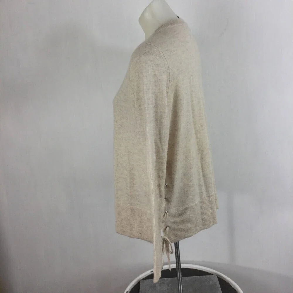 DTLM Repeat Wool Cashmere Cream Knit Pullover Side Tie Sweater Women Sz 38 Small
